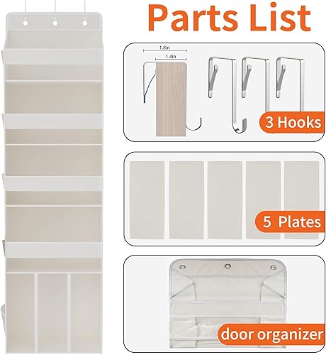 Miniatura 8 de 1 organizador de pañales para colgar sobre la puerta con 1 organizador de gran capacidad, 4 estantes y 10 bolsillos laterales de malla, organizador