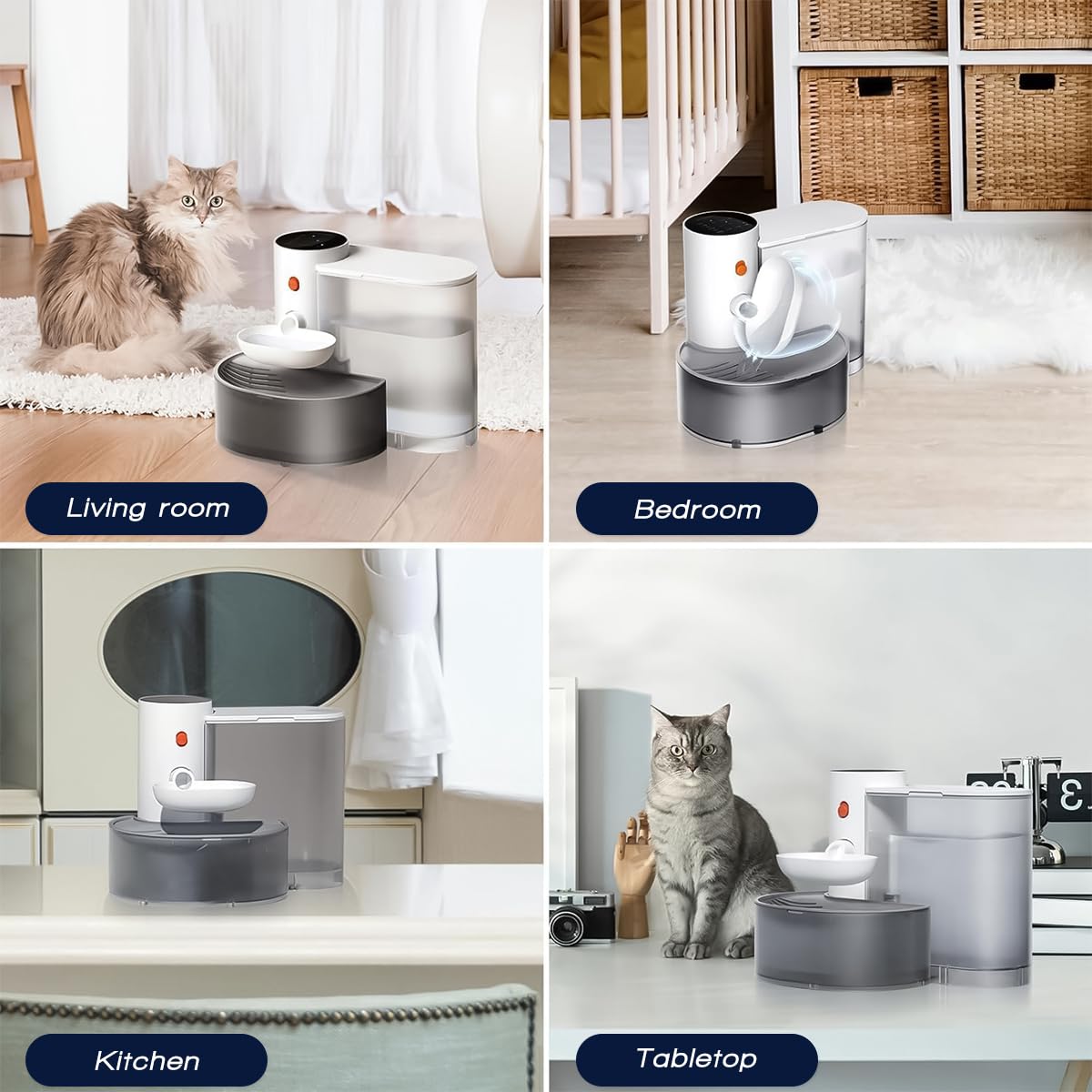 Fuente de agua para gatos, fuente de agua inteligente inalámbrica de gran capacidad de 3 litros, dispensador automático de agua para perros y gatos, dispensador de agua recargable para mascotas con