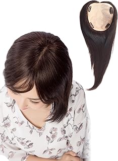 HIYE 部分ウィッグ 人毛100% 総手植え 広範囲 リアルスキン 分け目自然 医療用 女性 ヘアピース つむじ付き 白髪隠れ 前髪あり ワンタッチ 通気性 ベースサイズ横16cm縦18cm (30cm, 栗色)