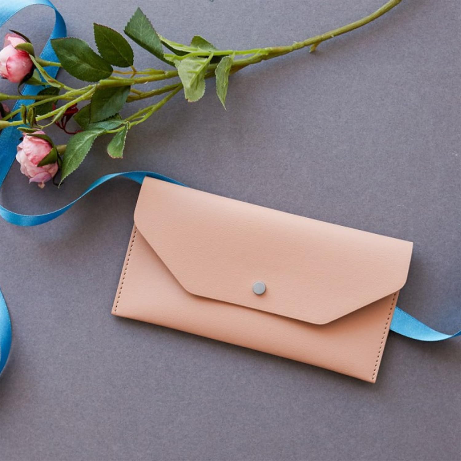 Borsa per Buste per Contanti in Pelle PU, Portafoglio Riutilizzabile, Divisore per Buste, Rosa