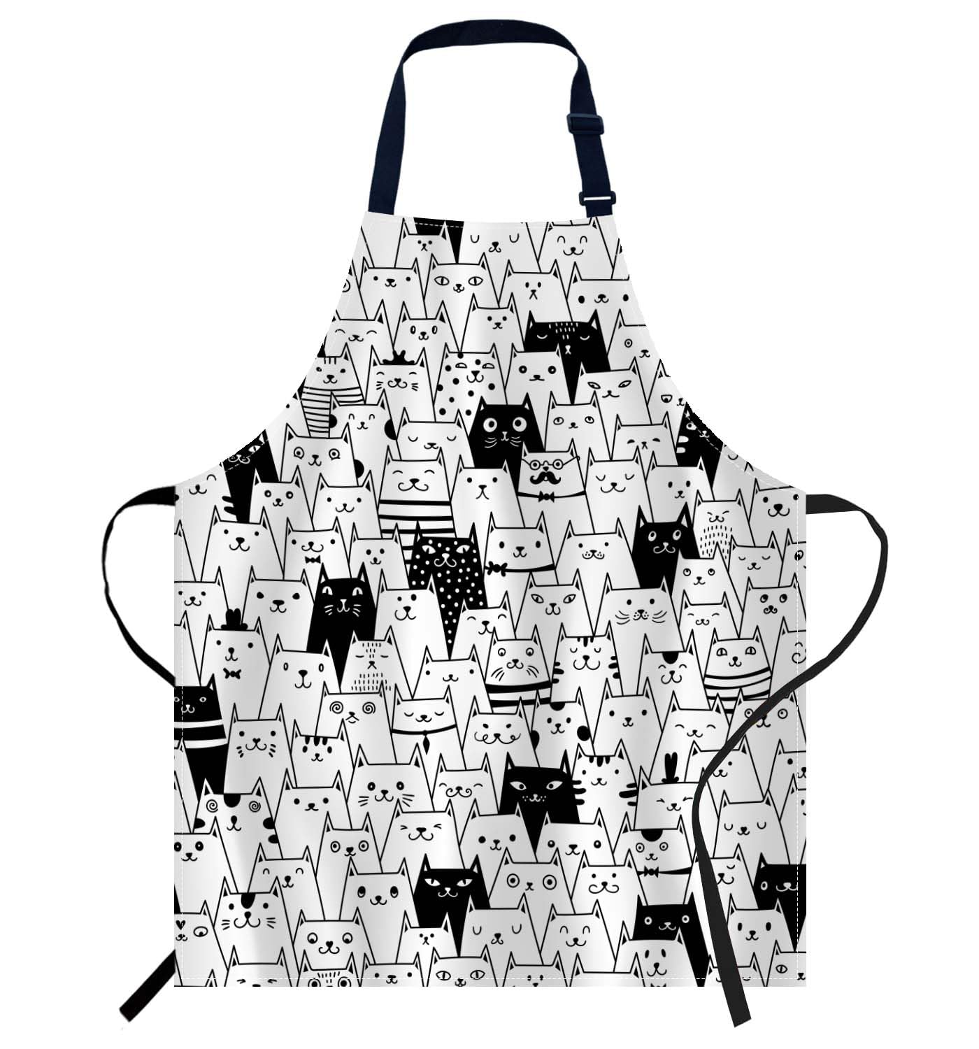 Smooffly Cute Cats Apron, Adjustable Bib Apron for Men Women 27x31 Inch, Cats Pattern, Unisex, Cotton, Machine Washable