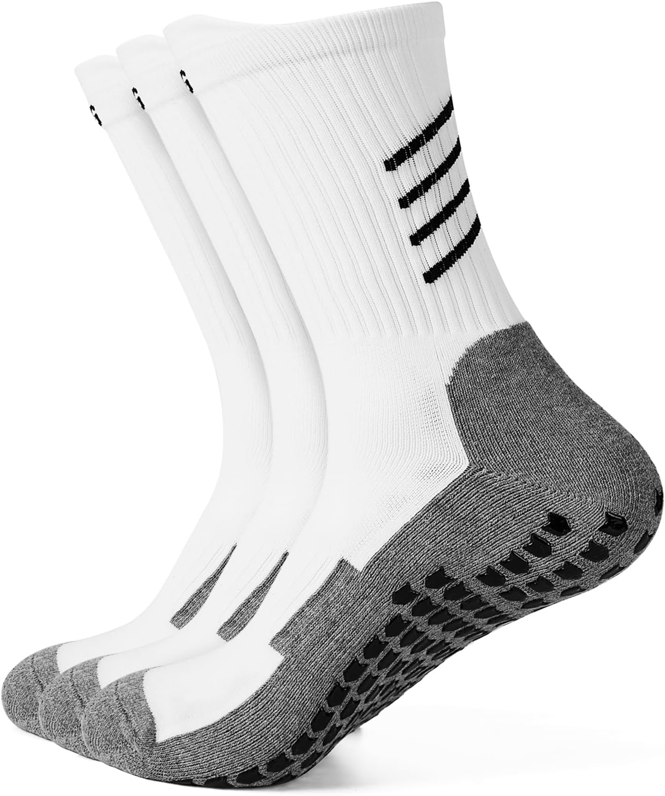 Football Grip Socks Men Women Non slip Sports Socks Cotton Cushioned Anti blister Breathable for Training & Match Soccer Rugby Gym Yoga Cricket Running Hiking