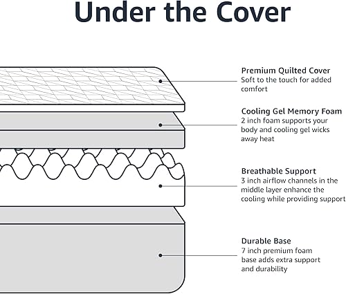 Miniatura 4 de Amazon Basics - Colchón de espuma viscoelástica con gel, firme, refrescante, tamaño King, espuma certificada CertiPUR-US®, 80 x 76 x 12 pulgadas,