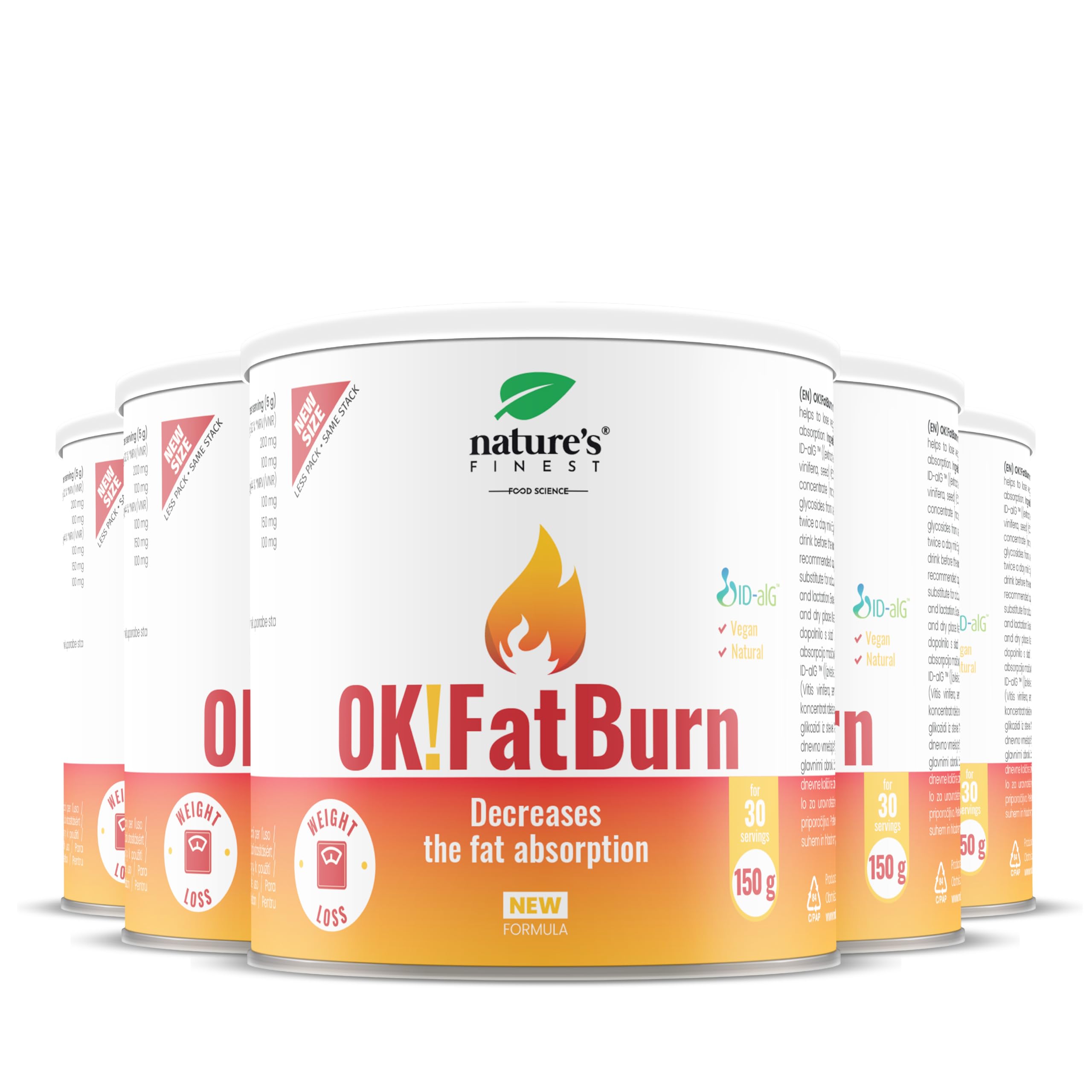 Nature's Finest OK!Burn, ID-alG & L-Carnitine, Citron 150 g (Lot de 5)