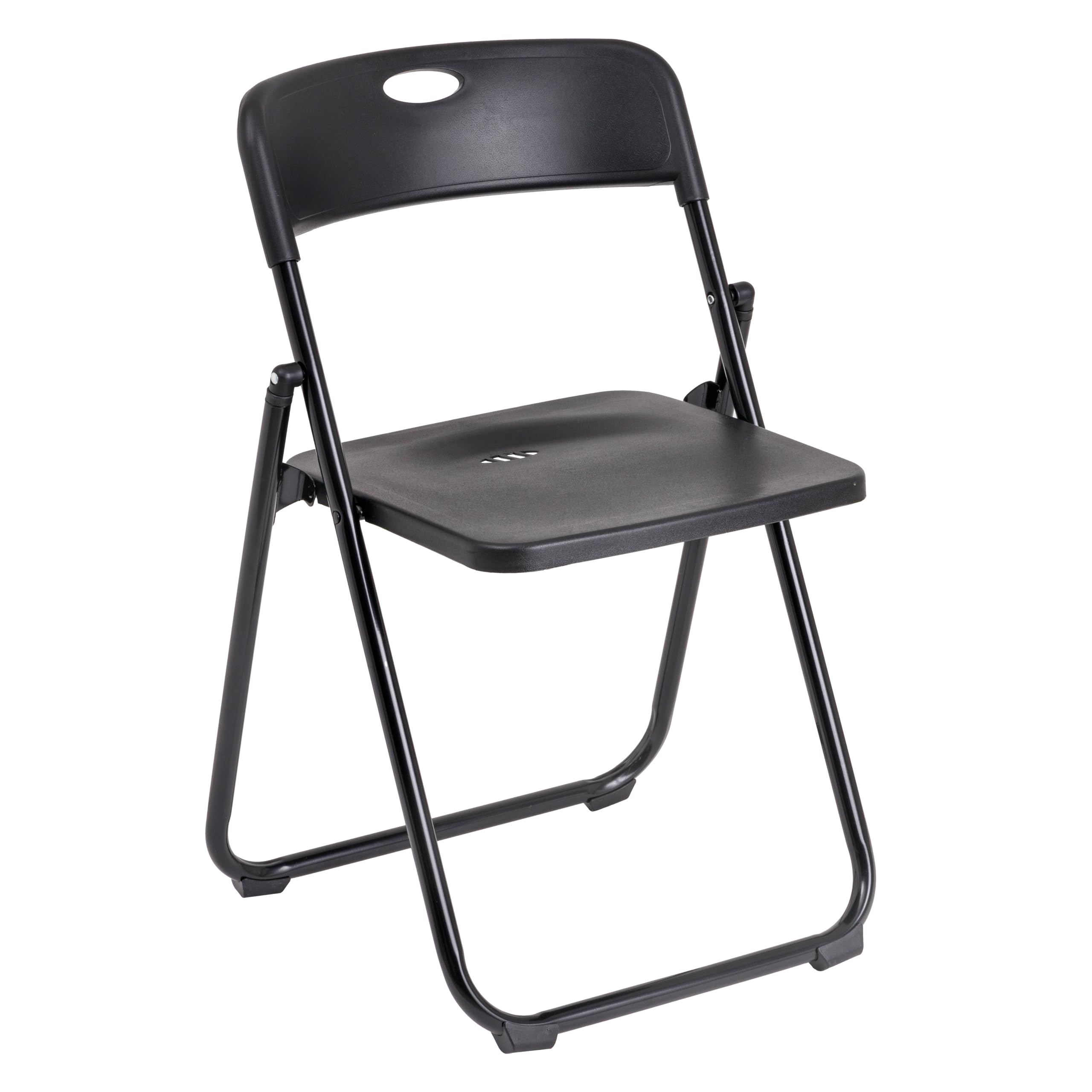 Baroni Home Silla Plegable con Estructura de Acero y PVC, Asiento Plegable Que Ahorra Espacio con Pies y Asa, para Viaje, Cocina, Salón, Dormitorio, 74x43x49 cm, 1 Unidad, Negro