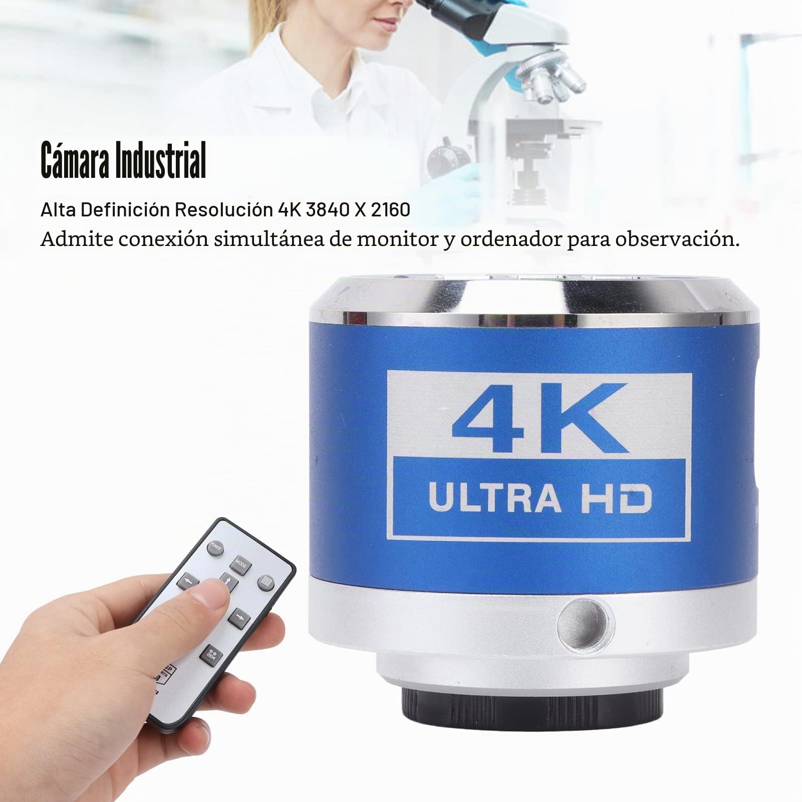 Cámara Industrial Digital, Cámara de Microscopio de Video 4K Entrada de 100‑240 V Interfaz Multimedia de Alta Definición Operación Fácil Sensor IMX334 para Uso Industrial(Enchufe de la UE)