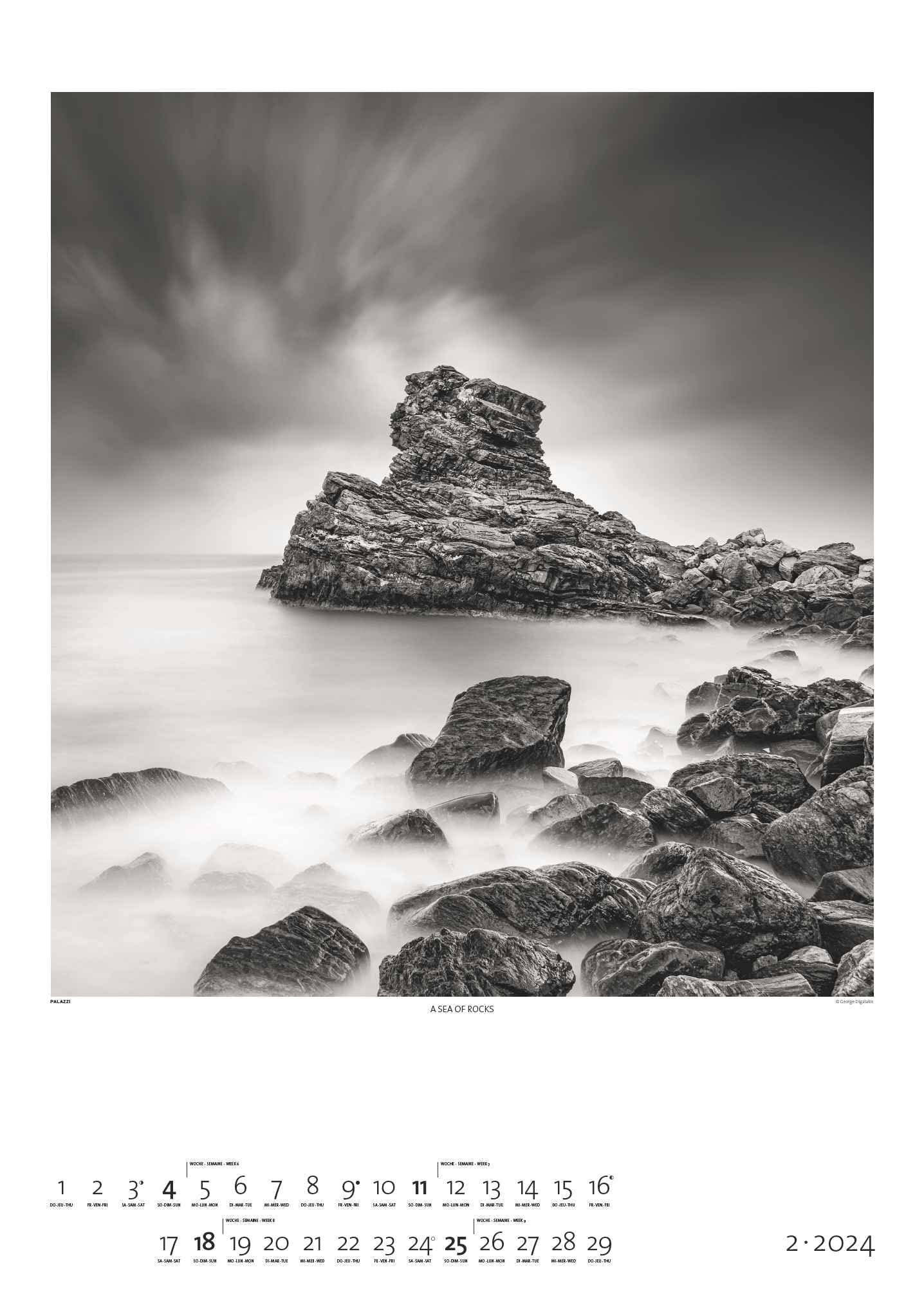 Black & White 2024 - Bildkalender 50x70 cm - Wandkalender XL - schwarz-weiß - Kunst - Hochformat - Palazzi: Fine Art Photography