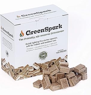 Firestarters Square 160 Pcs Natural Fire Starters for Grill, Smoker, Pizza Oven, BBQ, Wooden & Pellet Stove, Fire Pit, Long Burn, Waterproof,All Weather, Safe for Indoor/Outdoor Use