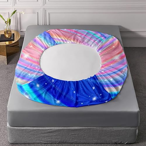 Vista 56 de Sábanas y fundas de almohada de microfibra suave arcoíris, sábana bajera ajustable con bolsillos profundos, sábana bajera ajustable para decoración