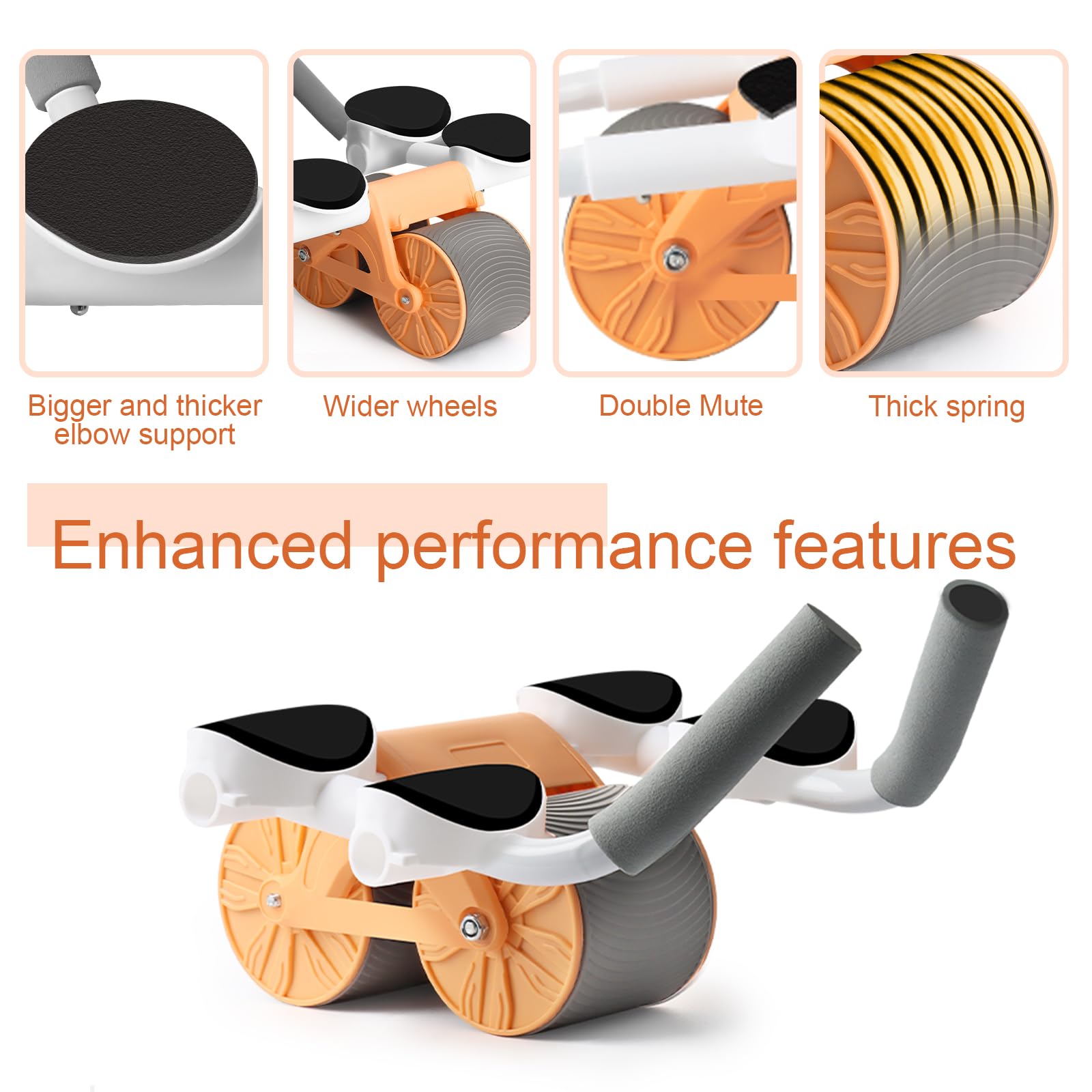 Rebound Aabdominal Wheel, Rullo per addominali, per addominali, per addominali, con supporto per gomiti, per uomini e donne, doppia ruota stabile