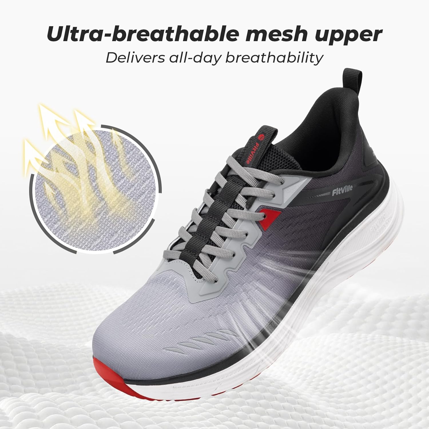 FitVille Extra Wide Shoes for Men Breathable for Gym Athletic Workout Cross Training Running, Max Cushion Wide Width Shoes for Men with Arch Support - Image 4