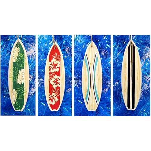 Surfing Ornament Surfer Ornament Set of 4 Surf Surfboard Christmas Ornaments