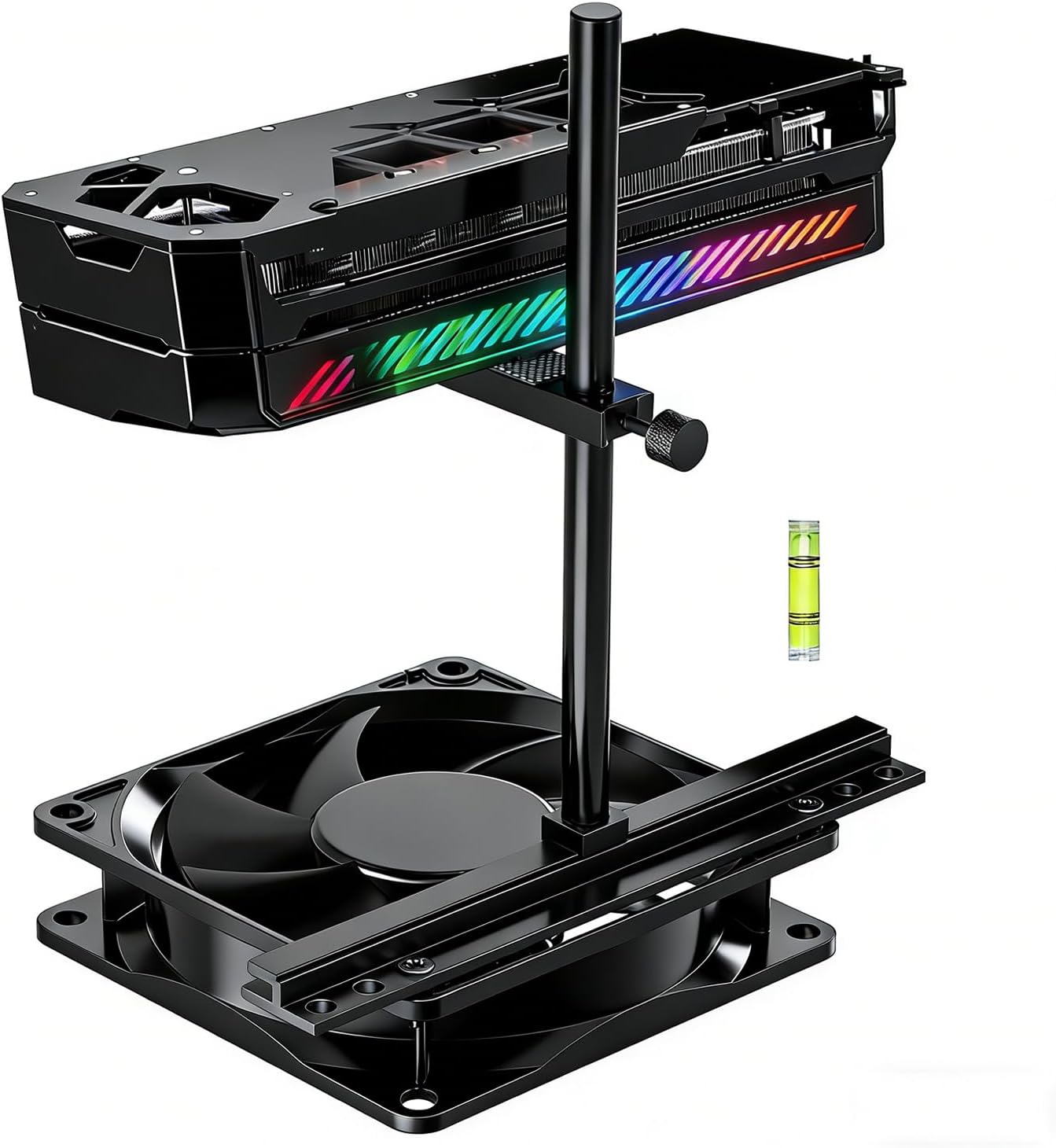 GPU Support Bracket for Fan Mounting, Adjustable GPU Support for All-View PC Case, Video Card Support GPU Stand Holder with Anti-Slip Pad, 10-120mm