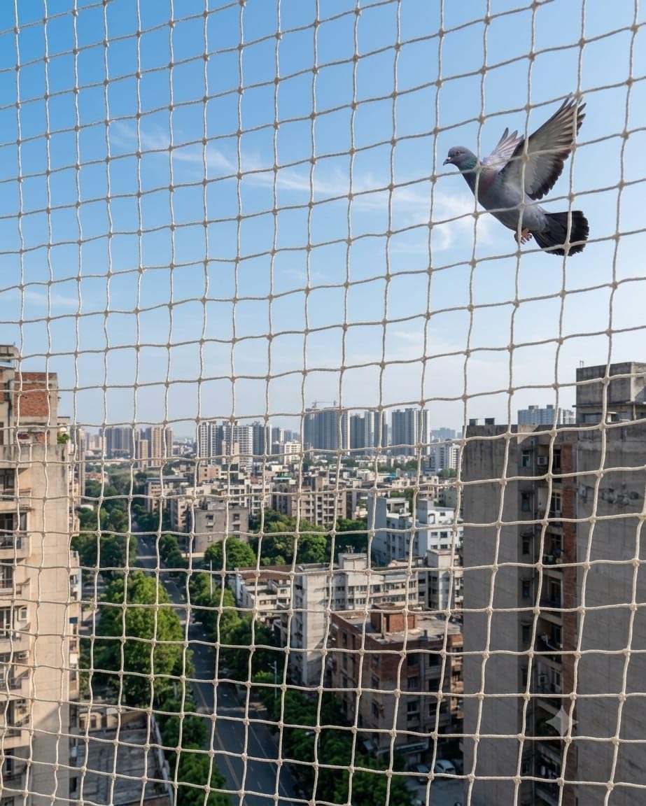 Heavy Duty Bird Net for Balcony, (White, 10x60 Feet) | Nylon pigeon Protection Mesh,Window & Terrace-image-12