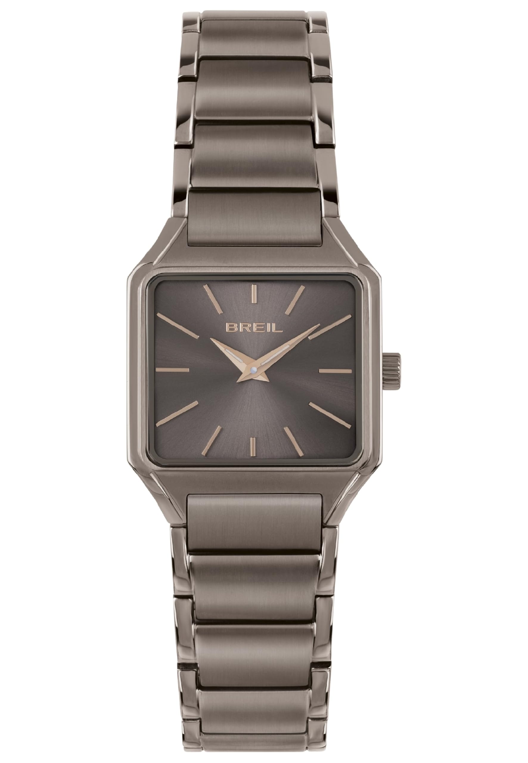 Breil The B Ladies Brown Rose Gold Square Steel Bracelet Watch Case Diameter 27x26mm TW1973, Brown/Rose Gold, Bracelet