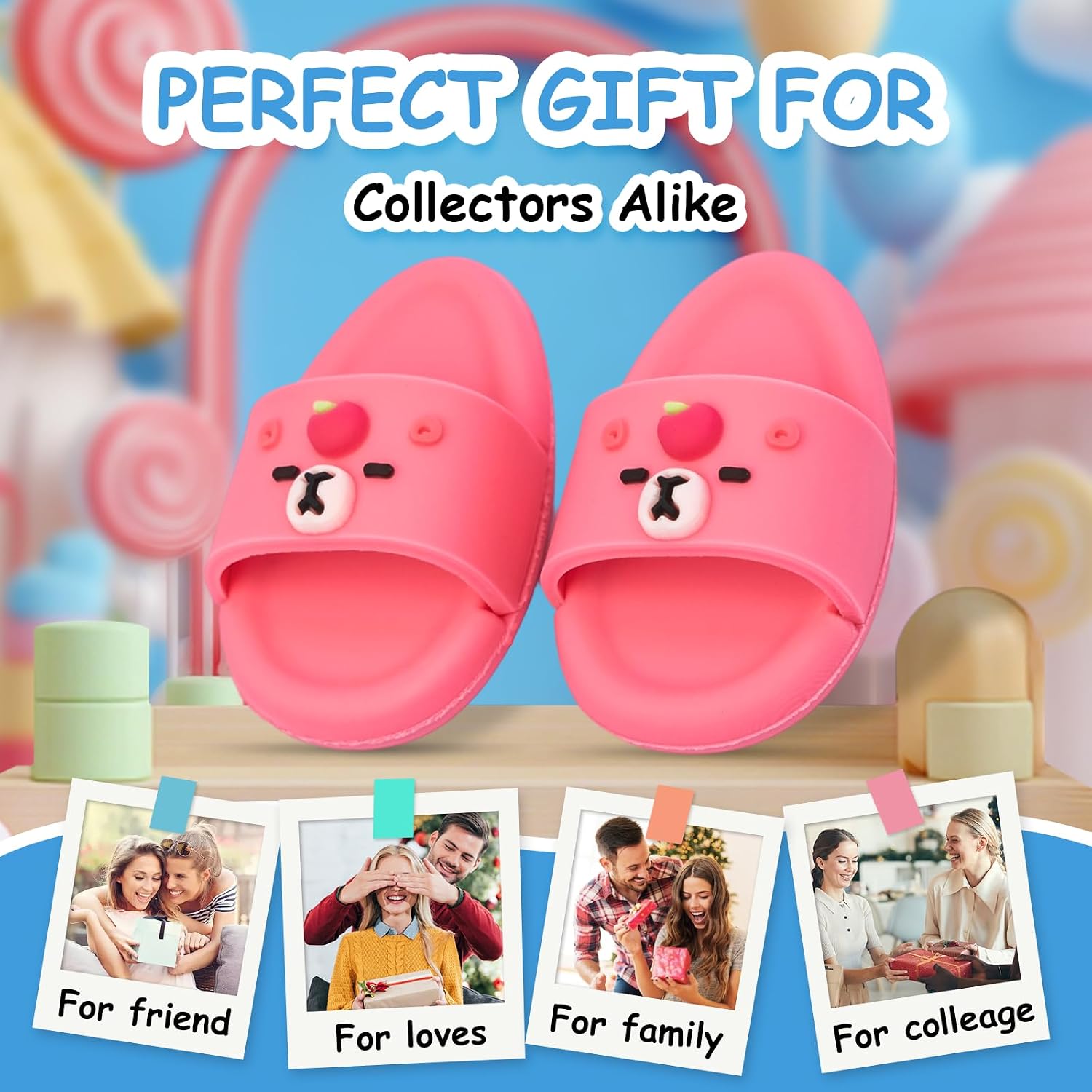 Sandals for Lububu, Open Toe Slippers, Cute Shoes for 17cm Dolls, red image 5