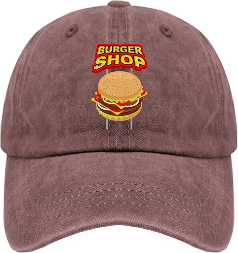 Hats for Men Baseball Cap Hamburger Hiking Caps for Mens Ball Hat Trendy Burgerr Squad Sun Hat
