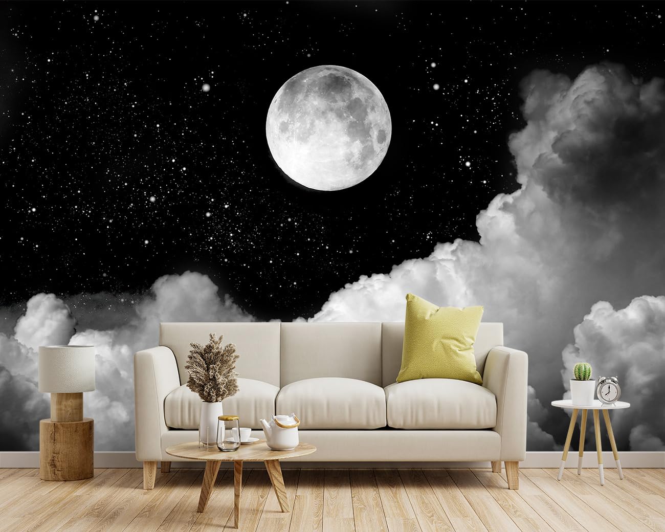 Amazon.com: YIHWM -Gray Galaxy Universe Moon Fabric Wallpaper