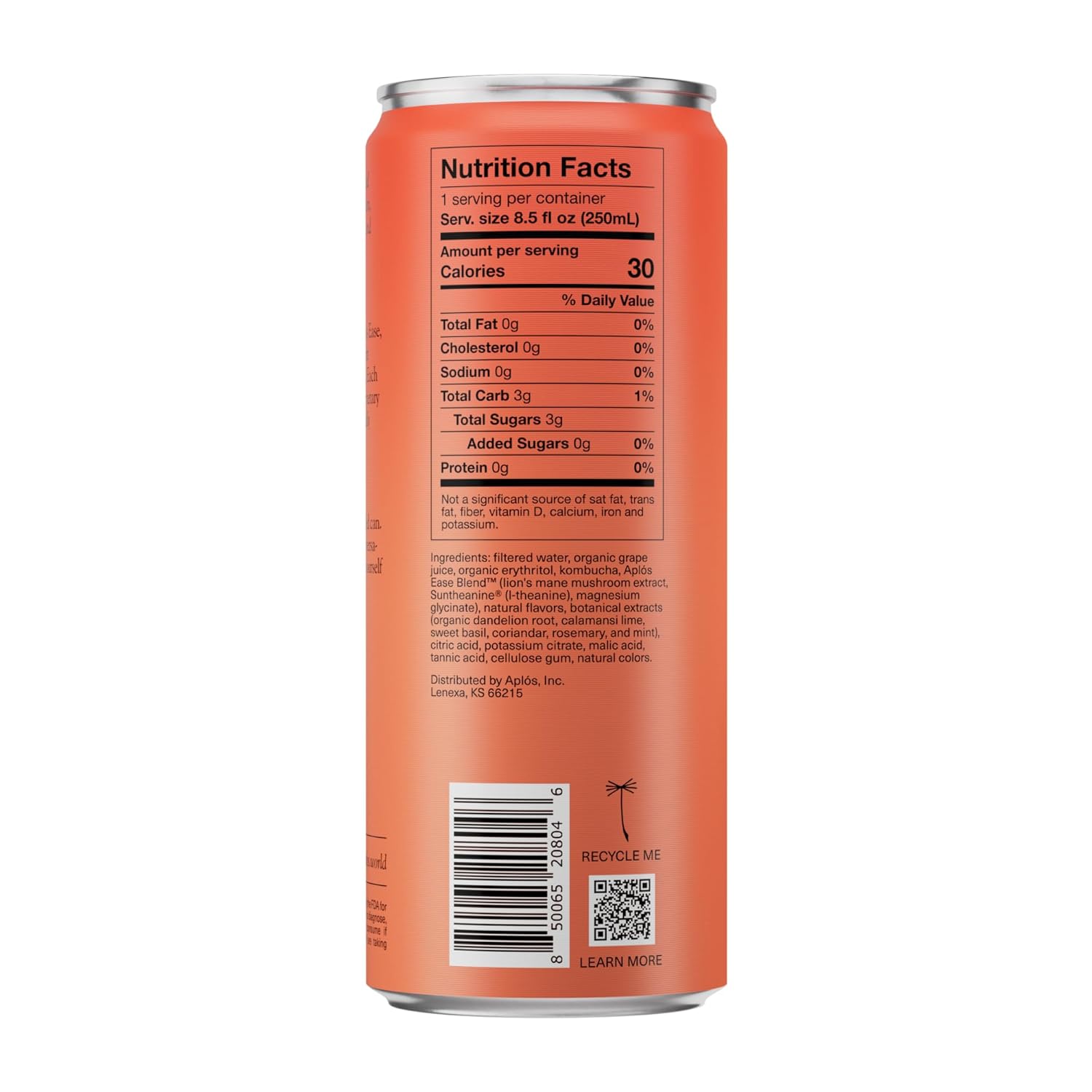 Aplós Canned Ume Spritz Cocktail, Formulated with Adaptogens and Botanicals for Calming & Uplifting, Low Calorie, No Added Sugar Beverage (8.5 fl oz. 4-pack)