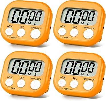 4 Pack Orange Digital Kitchen Timer Magnetic Digital Timer with Big Display Loud Ring Cooking Timers for Cooking, Game, Gym, Break Time, Classroom4, Orange