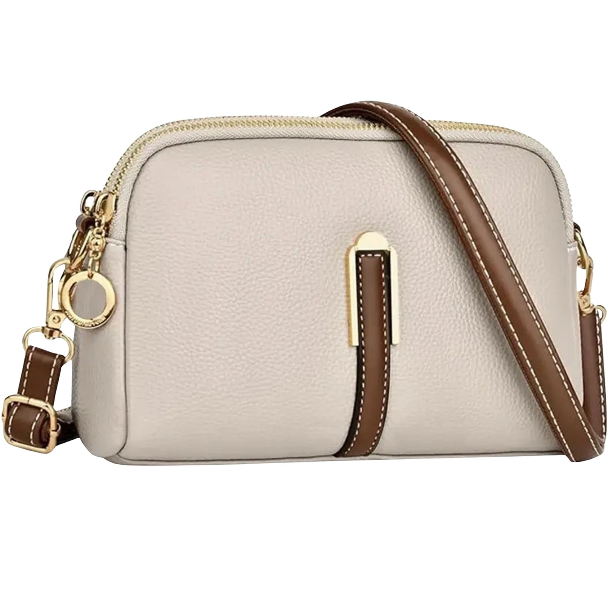 Womens Faux Leather Crossbody Casual Sling Handbag with One Handle & Zip Closure-image-7
