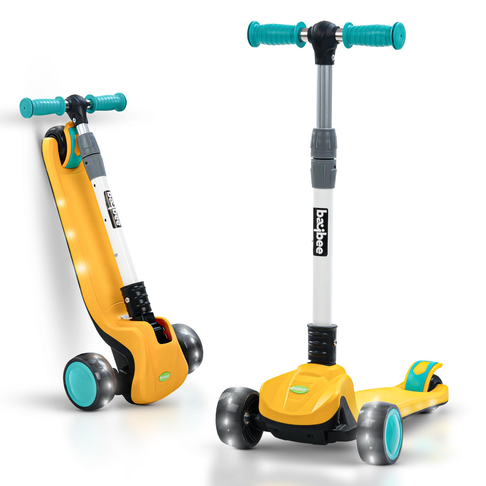 Baybee Phantom Skate Scooter for Kids, Foaldble 3 Wheel Kids Scooter with 3 Height Adjustable & Music | Kick Scooter with LED PU Wheels & Deck | Runner Scooter for Kids 2 to 10 Years Boy Girl (Yellow) (B0CVF1GRG4) Amazon Price History, Amazon Price Tracker