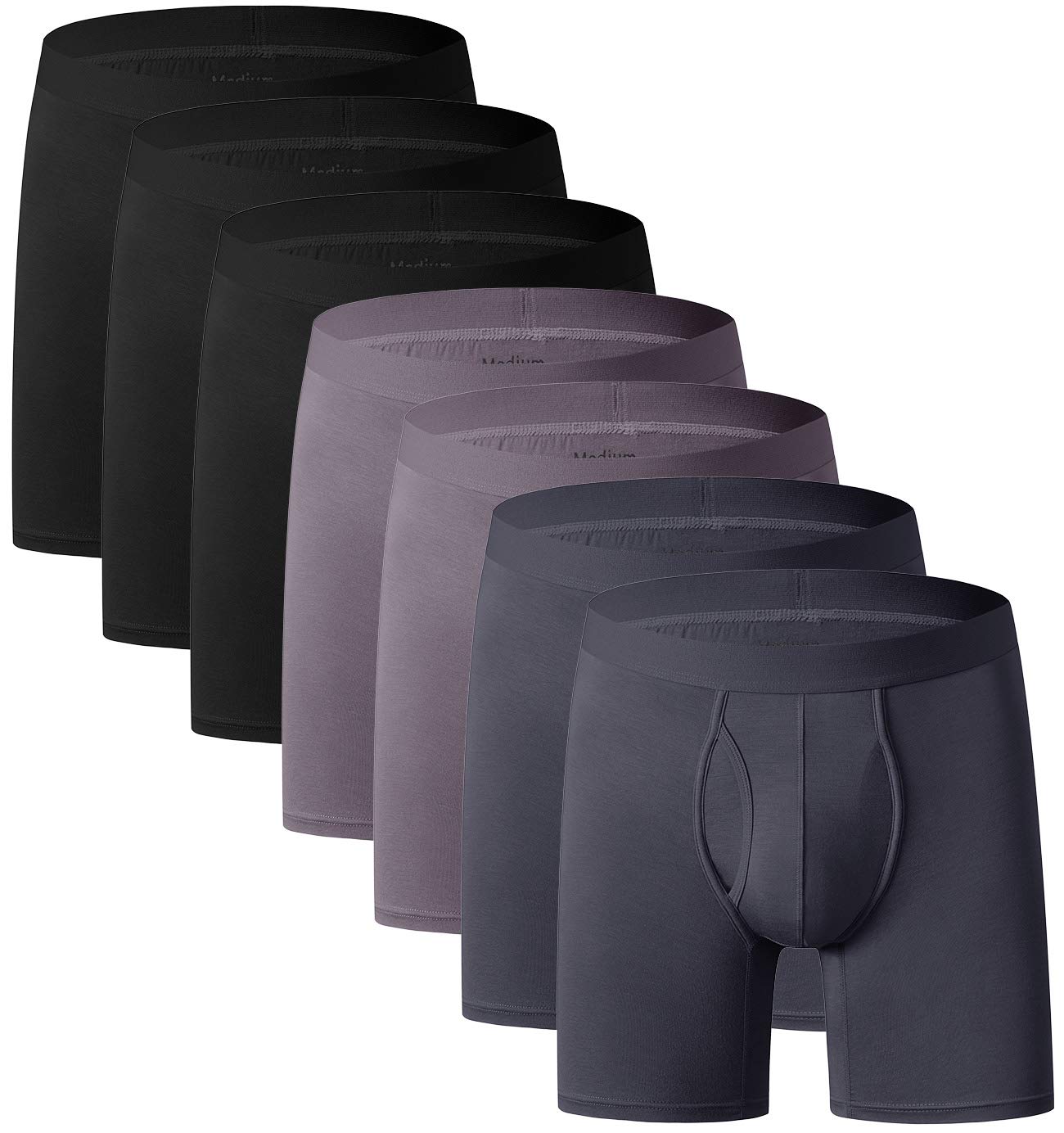 youlehe Men's Underwear Soft Bamboo Viscose Boxer Briefs Stretch Trunks Pack