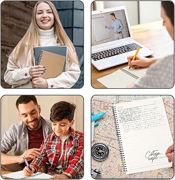5 Pack A5 Lined Notebook 120 Pages 60 Sheets Kraft Cover Wirebound Notebooks Bulk Journals 8mm Lines Spiral Notebook for School Study Office Business Use