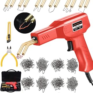 50w Plastic Welding Machine Car Bumper Repair Kit,Hot Stapler Plastic Repair Welder Soldering Kit,6Types 800 Staples,Hot Staple Gun Plastic Welder&Flat/Outside Corner/Inside Corner/Wave Staples