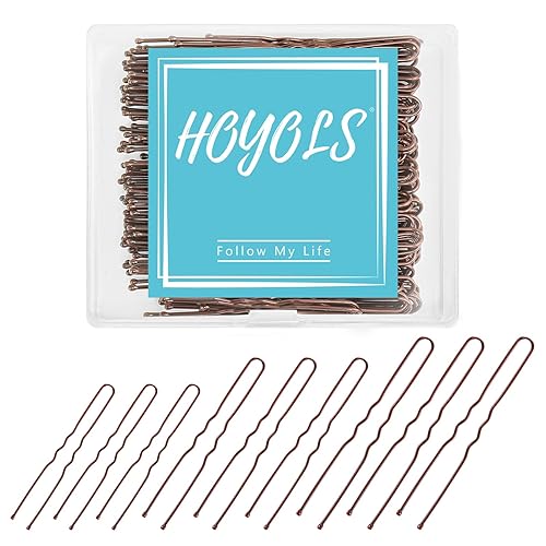 HOYOLS U Shaped Assorted Size Hair Bobby Pins, Metal Bun Clips Hairpin Crimped Design with Ball Tips for Women Girls Grips Hairstyle, 150 Count Bulk