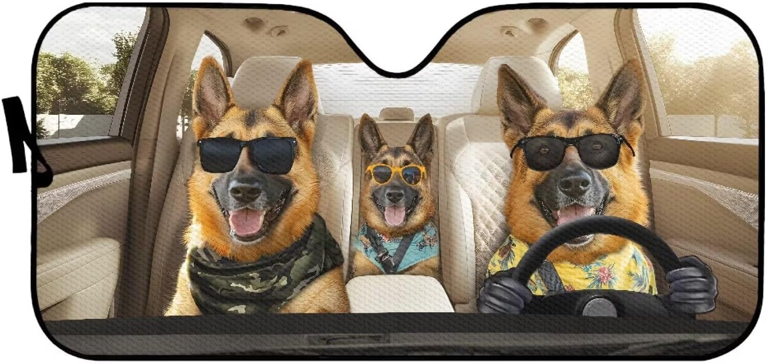 Universal Fit Funny Car Front Window Shade Cute Dolphin Windshield Sun Shade Easy to Use Lightweight Foldable Summer Parking Automotive Sun Blocker Humorous Car Accessories
