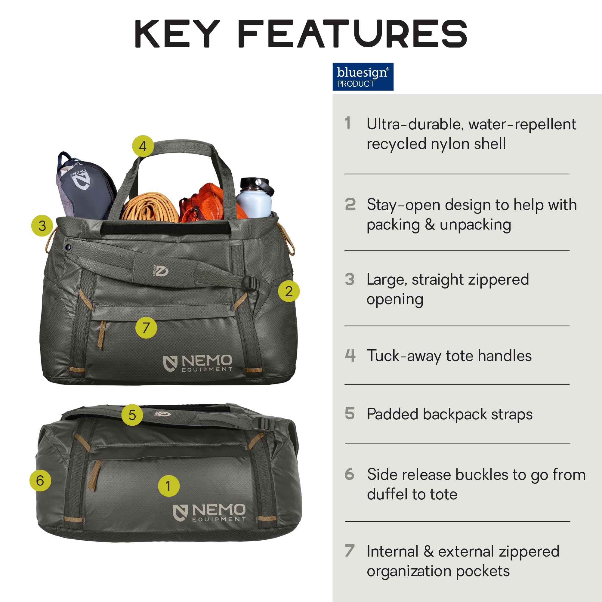 Double Haul Duffel & Tote Bag - Chimera - 55L | Water-Resistant Gear Bag, Backpack Straps, Durable, Large Capacity, Travel