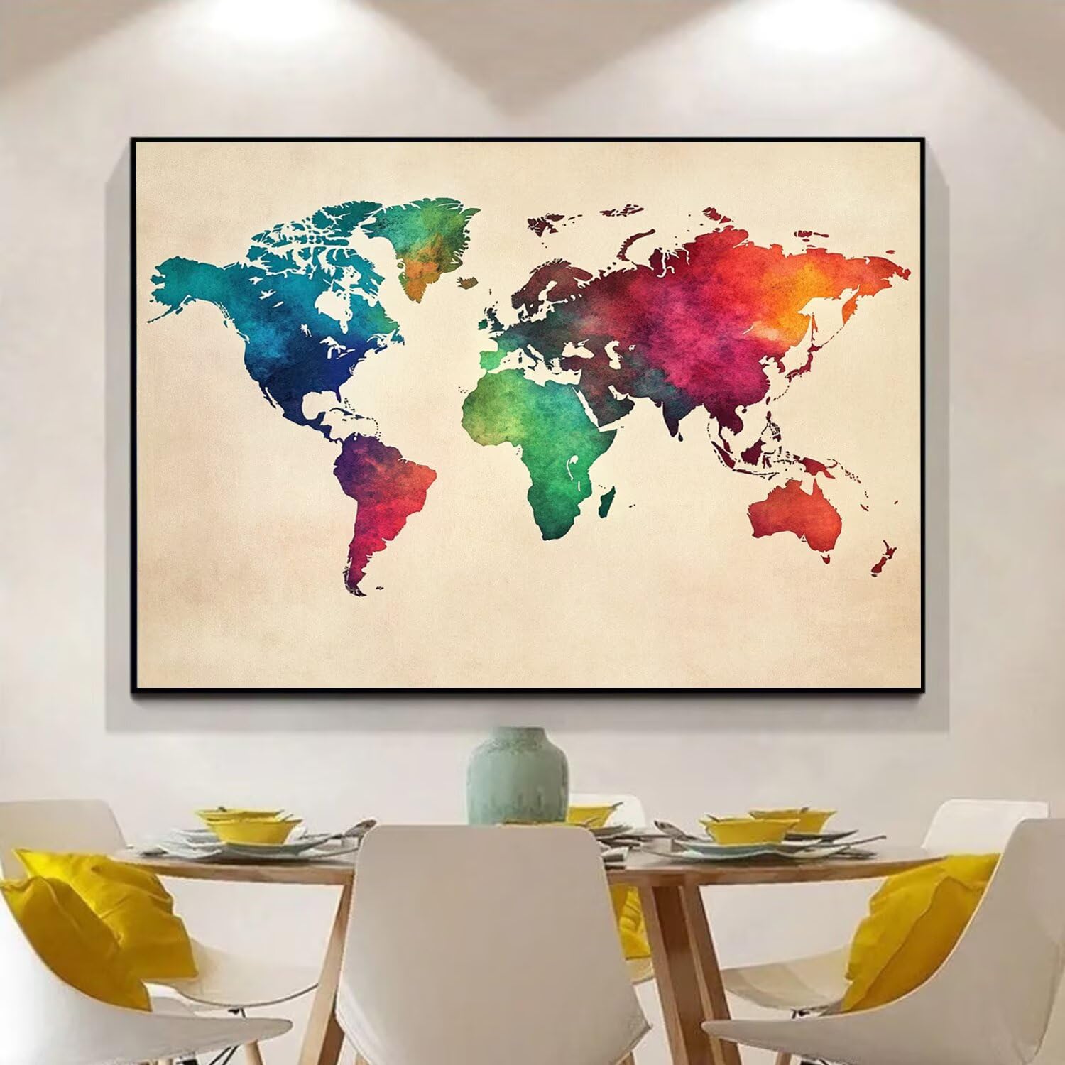 Mondo Dipingere con i Numeri Adulti, Paint by Numbers Mappa Dipingere con i Numeri Bambini, Fai-da-Te Hobby Creativi Adulti con Pennelli Pittura Pigmento Acrilico per Home Decor, 90x135cm, Model939
