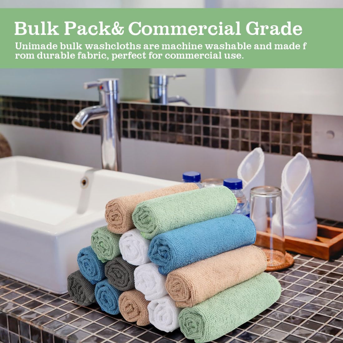 UNIMADE Paquete de 200 toallas faciales (12 x 12 pulgadas), paños de lavado y toallas de mano altamente suaves, paños de limpieza de microfibra multiusos de secado rápido para baño, hotel, spa y