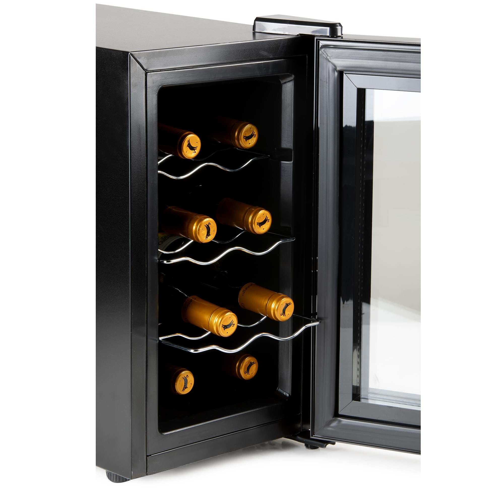 PRIMO PR169WK Weinkühlschrank freistehend 8 Flaschen Klasse E Schwarz