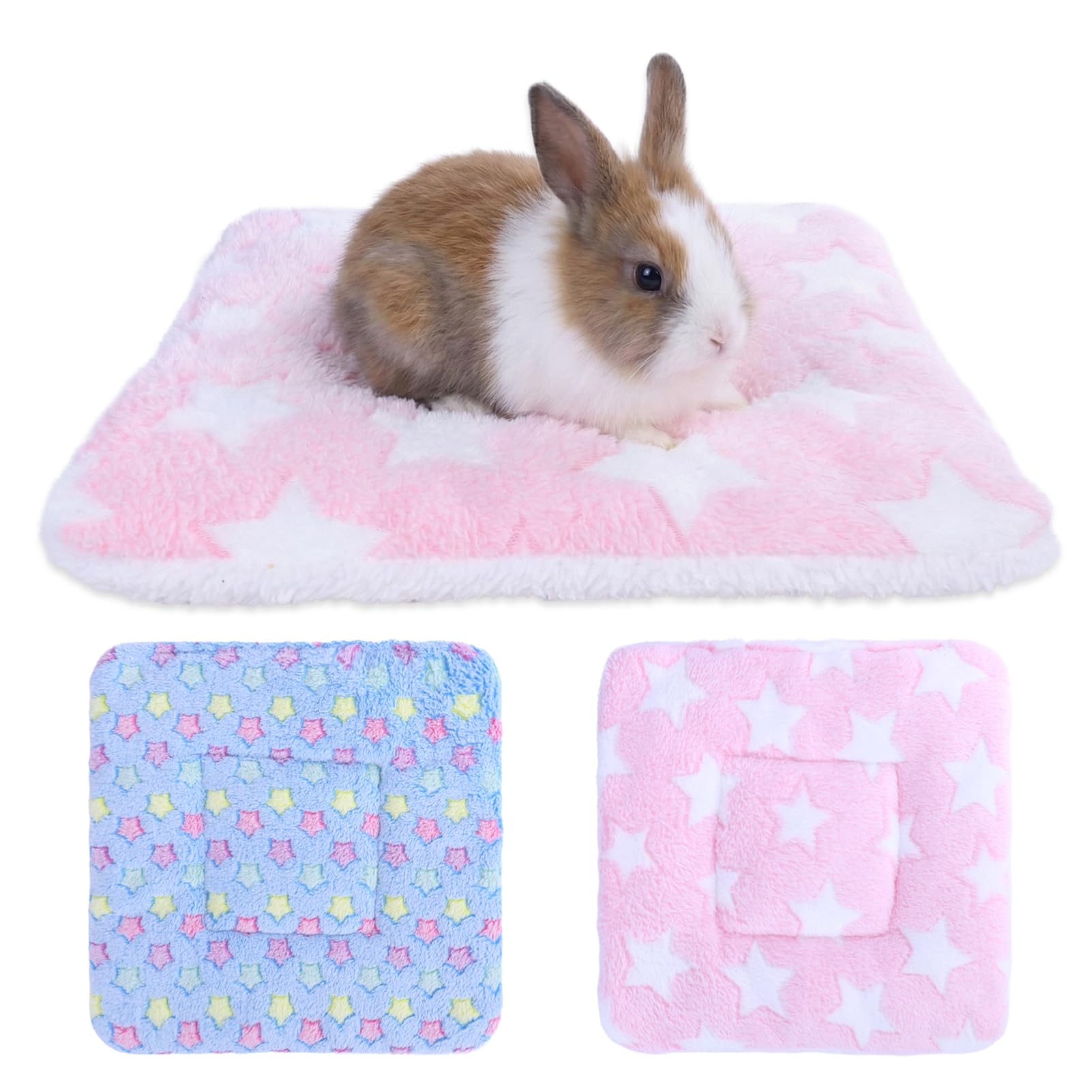 Pdyay 2PCS Rabbit Plush Bed, Cozy Guinea Pig Beds, Soft Warm Bunny Mat for Small Animals, Hedgehog, Chinchilla, Squirrel,Hamster