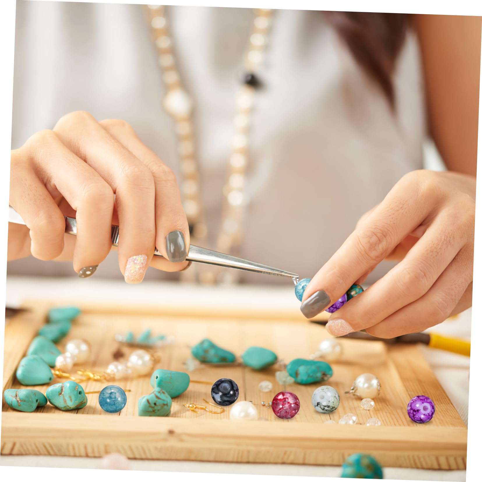Gadpiparty 4 Set Perline Rotonde Per Bigiotteria Con Filo Elastico Perline Per Collane E Braccialetti Per Creazioni E Accessori Fai Da Te 200 Pezzi*4