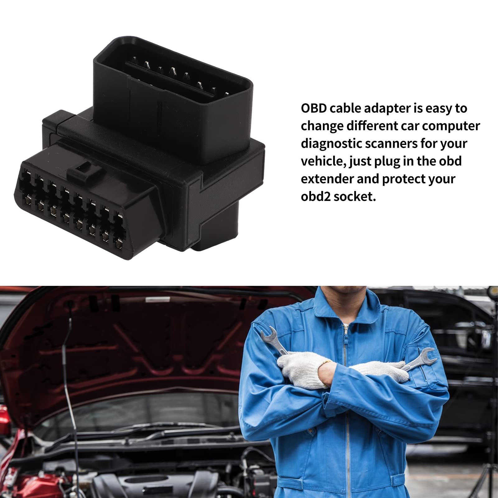 KIMISS Adapter OBD2, Rozgałęźnik Kabla OBD 16-pinowy Adapter Męski na 2 żeńskie Adapter ABS 1 do 2 Adapter Separatora OBD Złącze Rozgałęźnika OBD do Przedłużacza Diagnostycznego