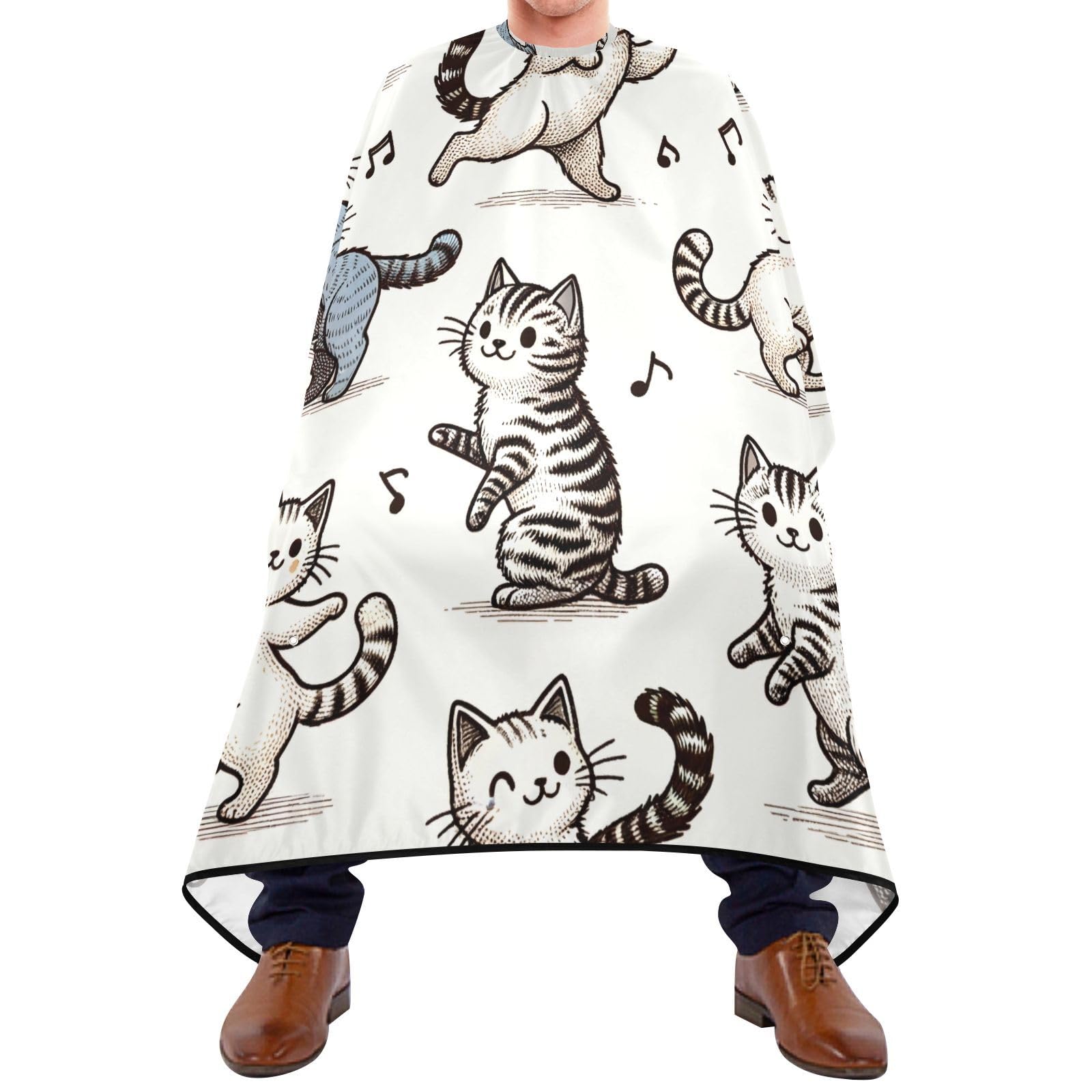 Hezely Cute Dancing Cats Hair Dye Cape, Barber Cape for Adults,Waterproof Salon Cape,Waterproof Hairdressing Styling Hair Cutting, 65