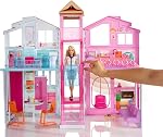 Barbie 3-Story Townhouse Dollhouse with Elevator, Swing Chair, Furniture and Accessories, Fold for Portability and Travel | Elevator, Swing Chair, Furniture and Accessories, Fold for Portability and Travel (Amazon Exclusive)