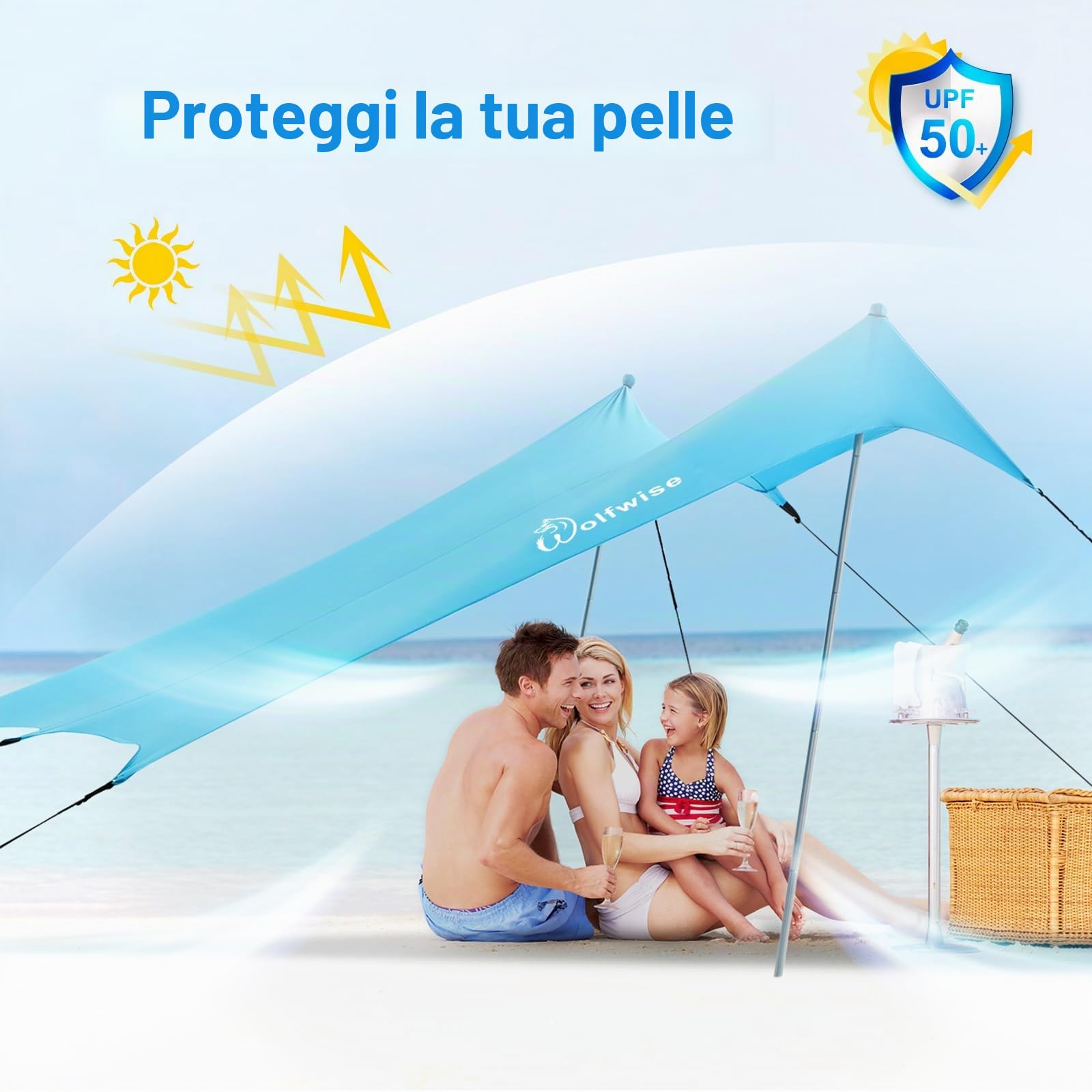 WolfWise Tenda da Spiaggia con Protezione Solare UPF50+
