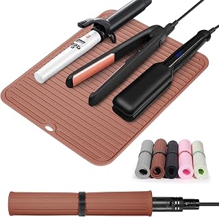 Quccefods Hitzebeständige Matte Großes Silikon Heißes Haar Werkzeuge Matte für Lockenstäbe Glätteise...
