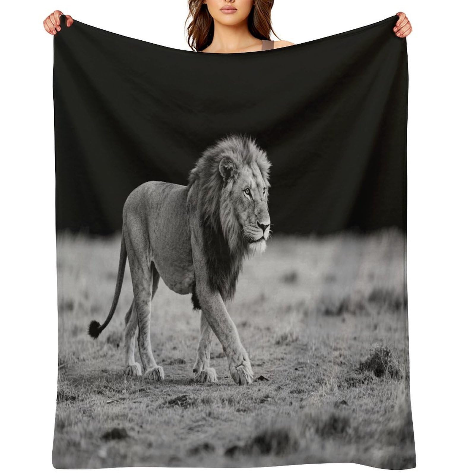 Wild Animal Lion Throw Blanket for Couch and Bed Super Soft Warm Lightweight Throw Blankets Cozy Fuzzy Flannel Blanket Personalized Decorative Blankets for Sofa Decor 50"x60"