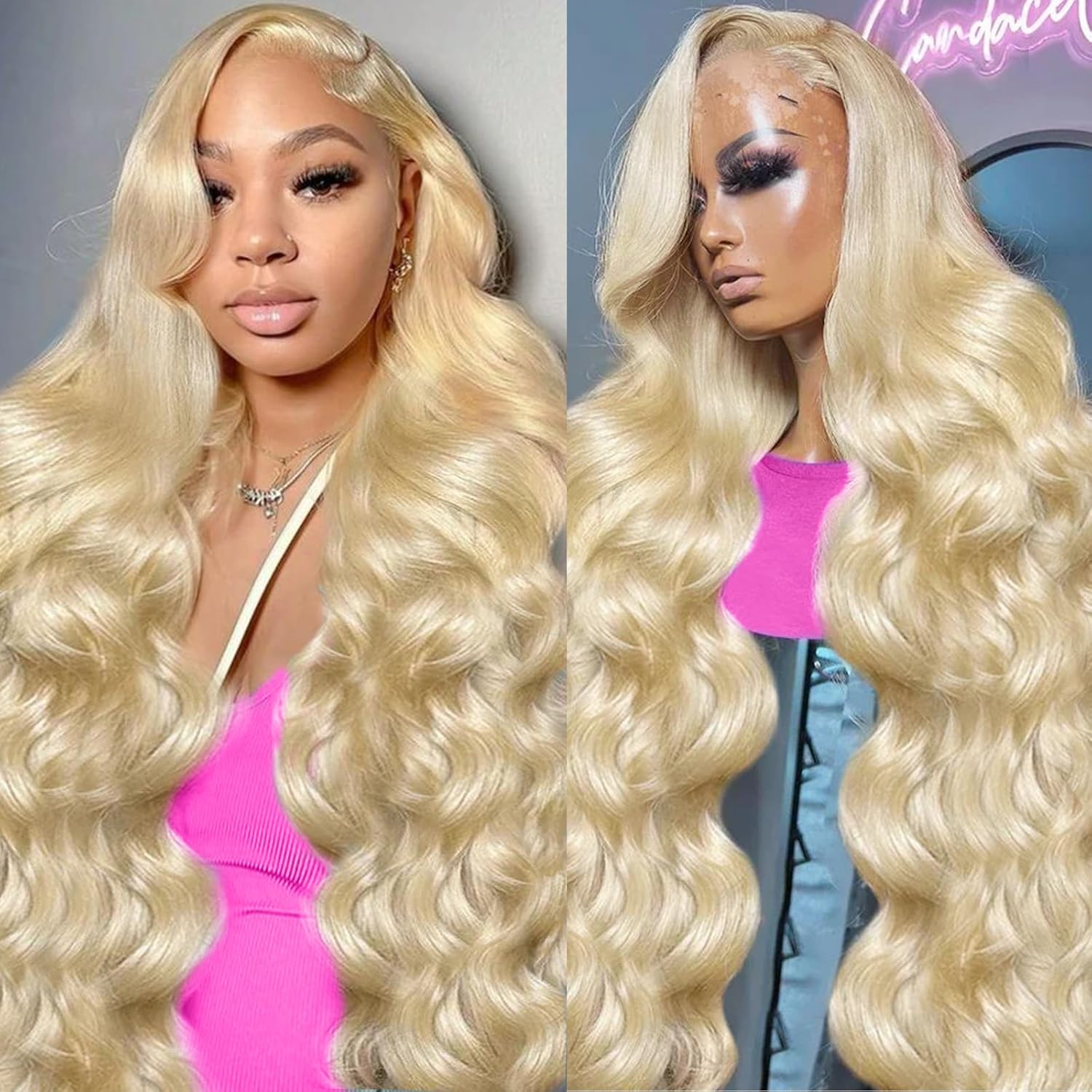 613 13x6 Lace Front Wig Human Hair 200 Density Body Wave Blonde Lace Front Wigs Hum...