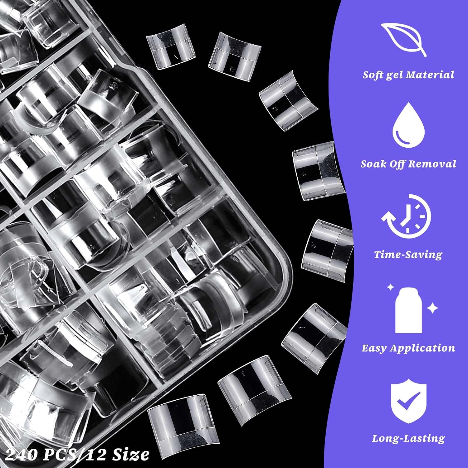 240pc Fake Toenails Half Cover Gel Toe Nail Tips Clear Press on Toenail, Short Square Fake Toes Nails Tips French Gel Toenails Extrension False Toe Nail Feet Artificial Toenail Tip