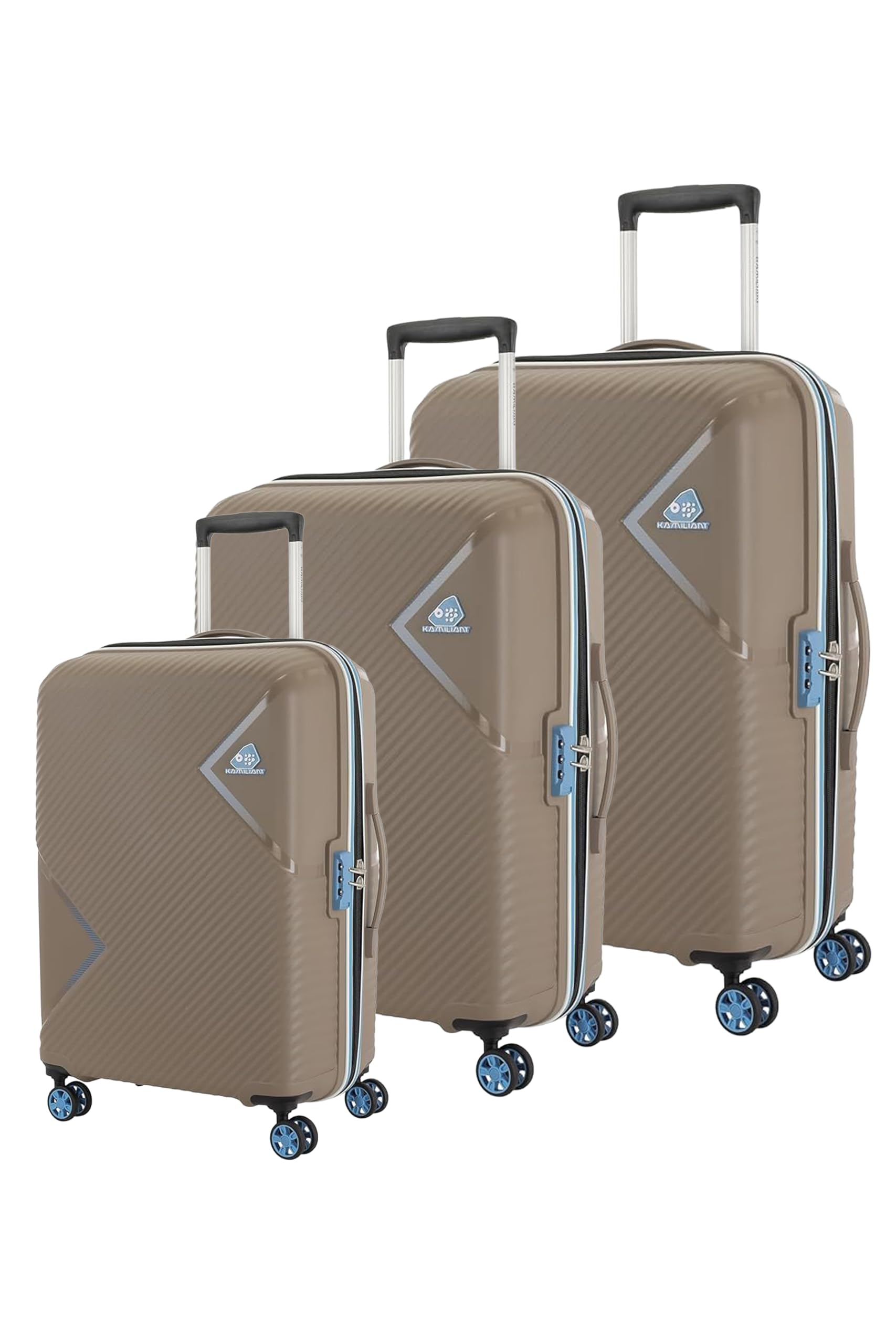 American Tourister Kamiliant Set of 3 Trolley Bags 55 Cm, 68 Cm and 79 Cm Small, Medium and Large Hard-Sided Polypropylene 4 Wheeler Spinner Luggage (Fossil Grey, Set of 3)