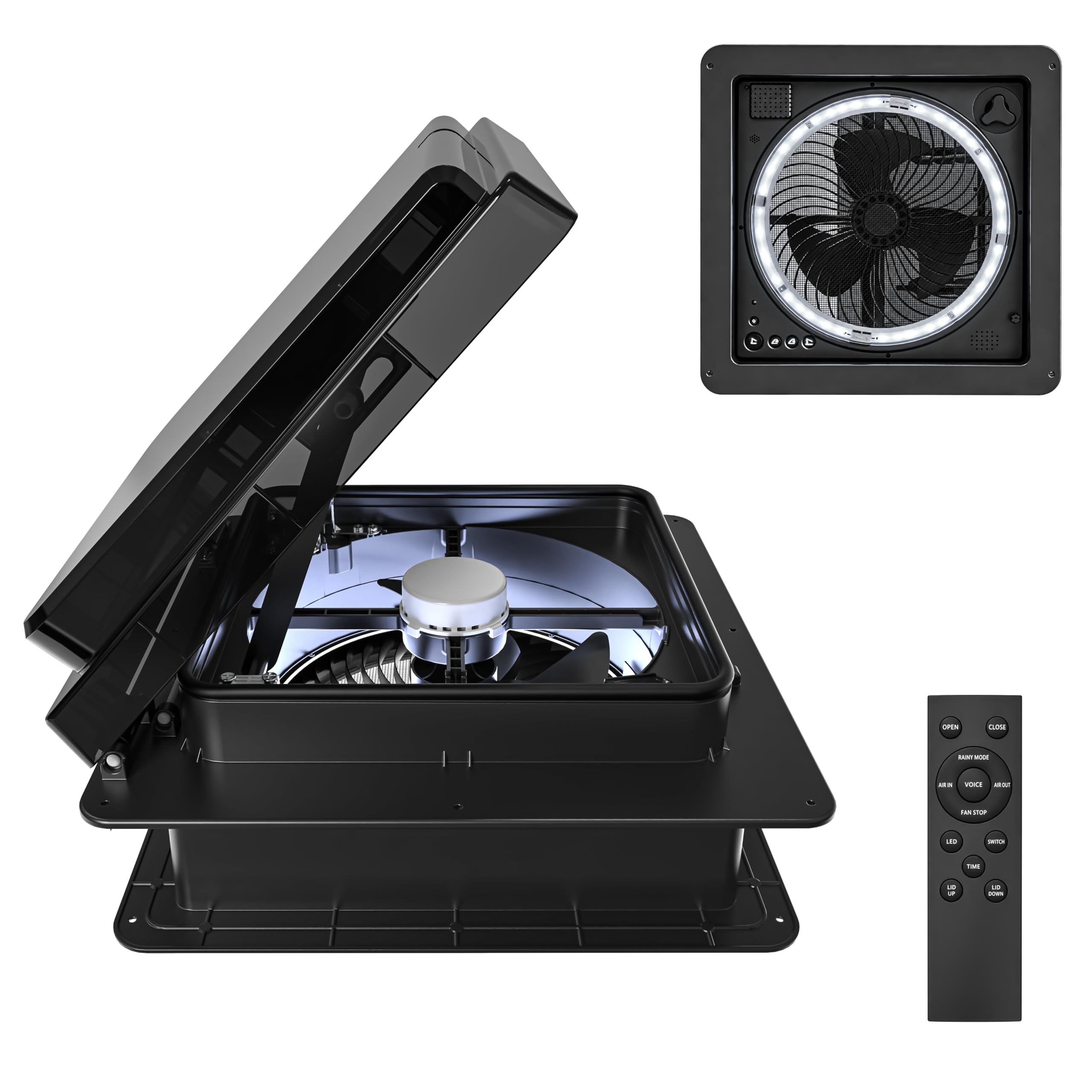 Amazon.com: RV Roof Vent Fan 14x14 with 4-Color LED Ambiance Light