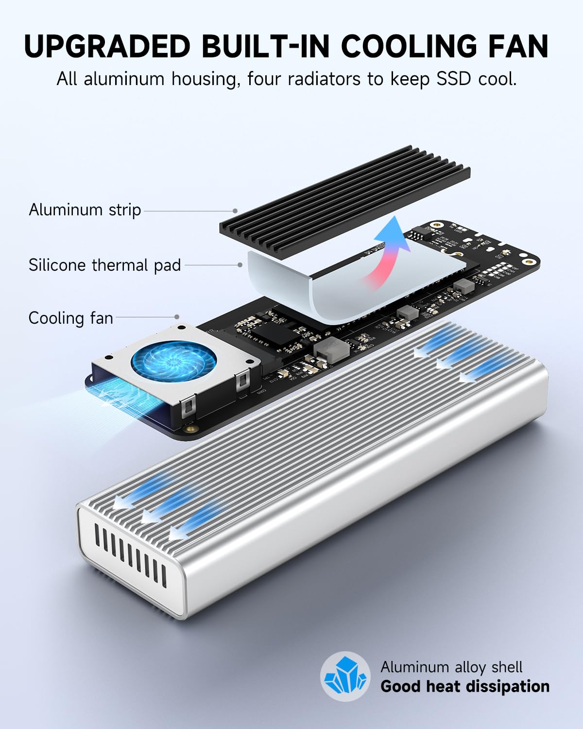iDiskk Alloggiamento SSD M.2 NVMe professionale da 40 Gbps per M1 M2 Pro/Max, custodia esterna SSD in lega di alluminio compatibile con Thunderbolt 3/4 USB 3.2/3.1/3.0/Type C, supporta fino a 8 TB