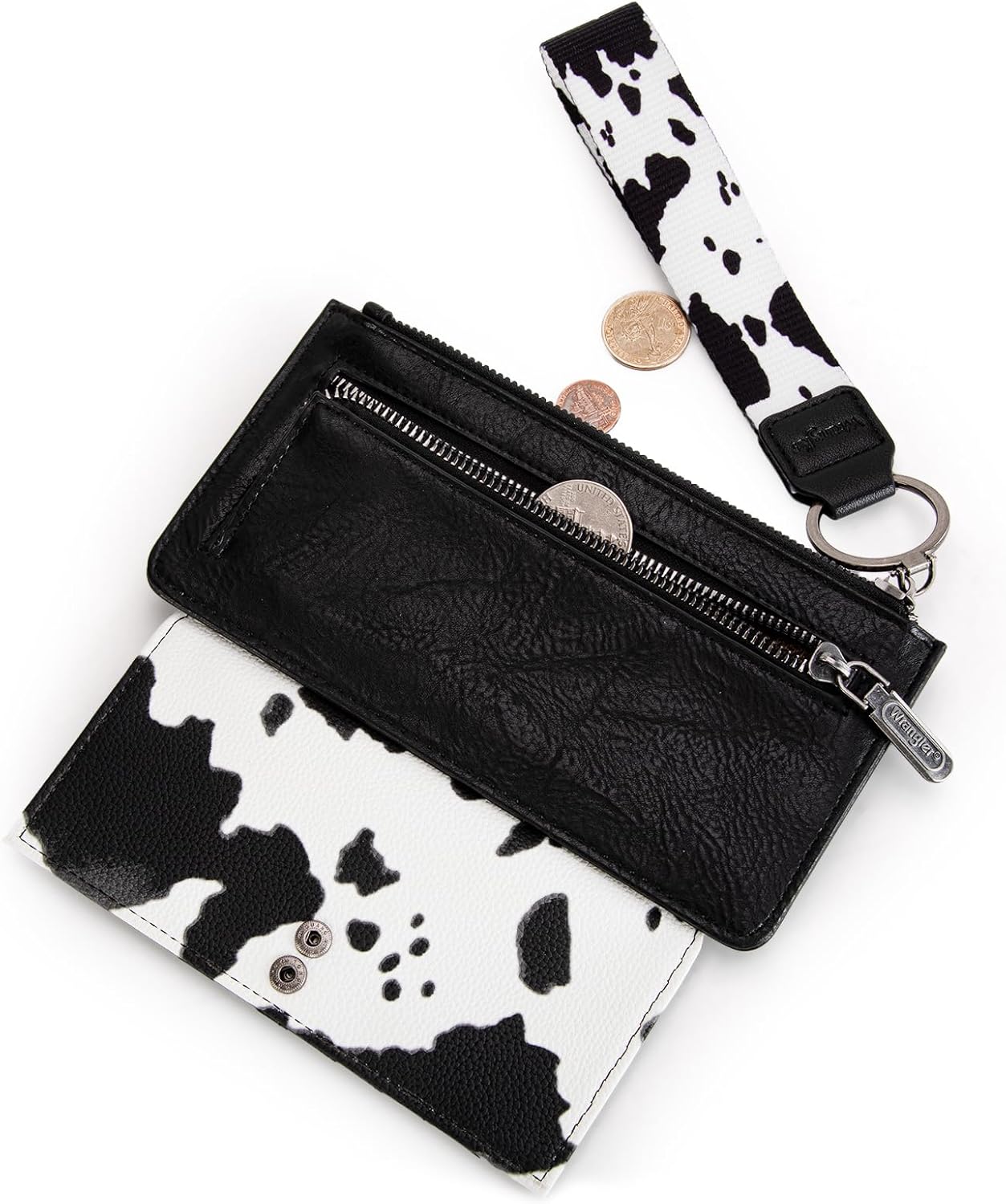 Montana West X Wrangler Cow Print Wallet for Women Ladies Female Card Cases & Money Organizers Wristlet with Wallet Large Clutch with Coin Purse Smooth Zipper and Rfid Lining - Image 4