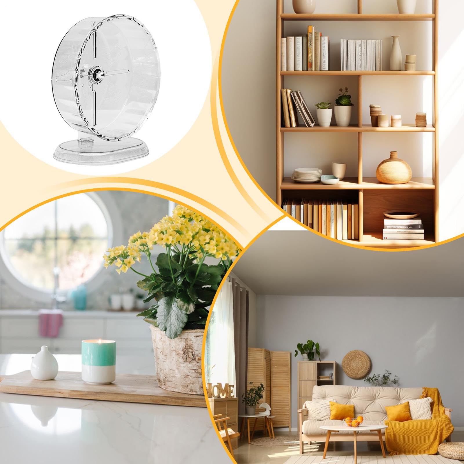 Rueda para hámster Decoración silenciosa para el Interior de la Jaula | Juguete de rueda de correr para hámster dorado, chinchilla, conejo, erizo, y otros animales de razas pequeñas y medianas